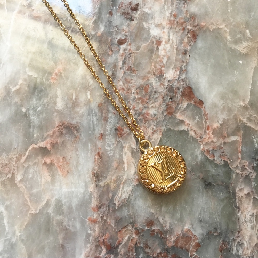 Authentic LV Faux Diamond Button Necklace